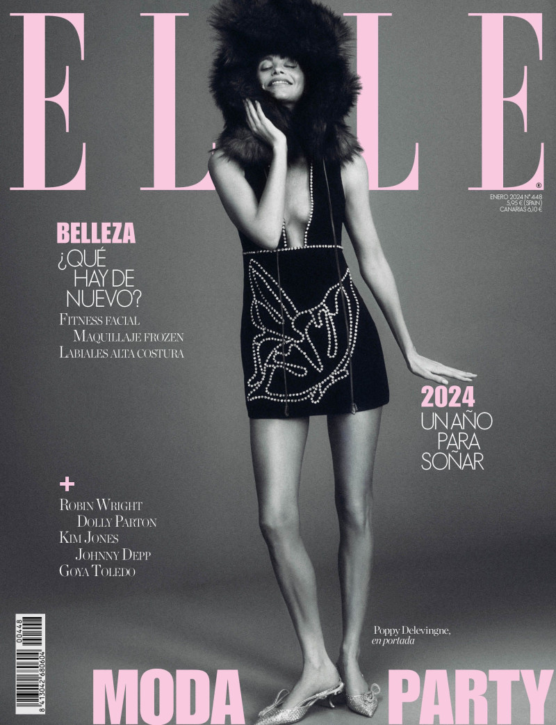 Poppy Delevingne featured on the Elle Spain cover from January 2024