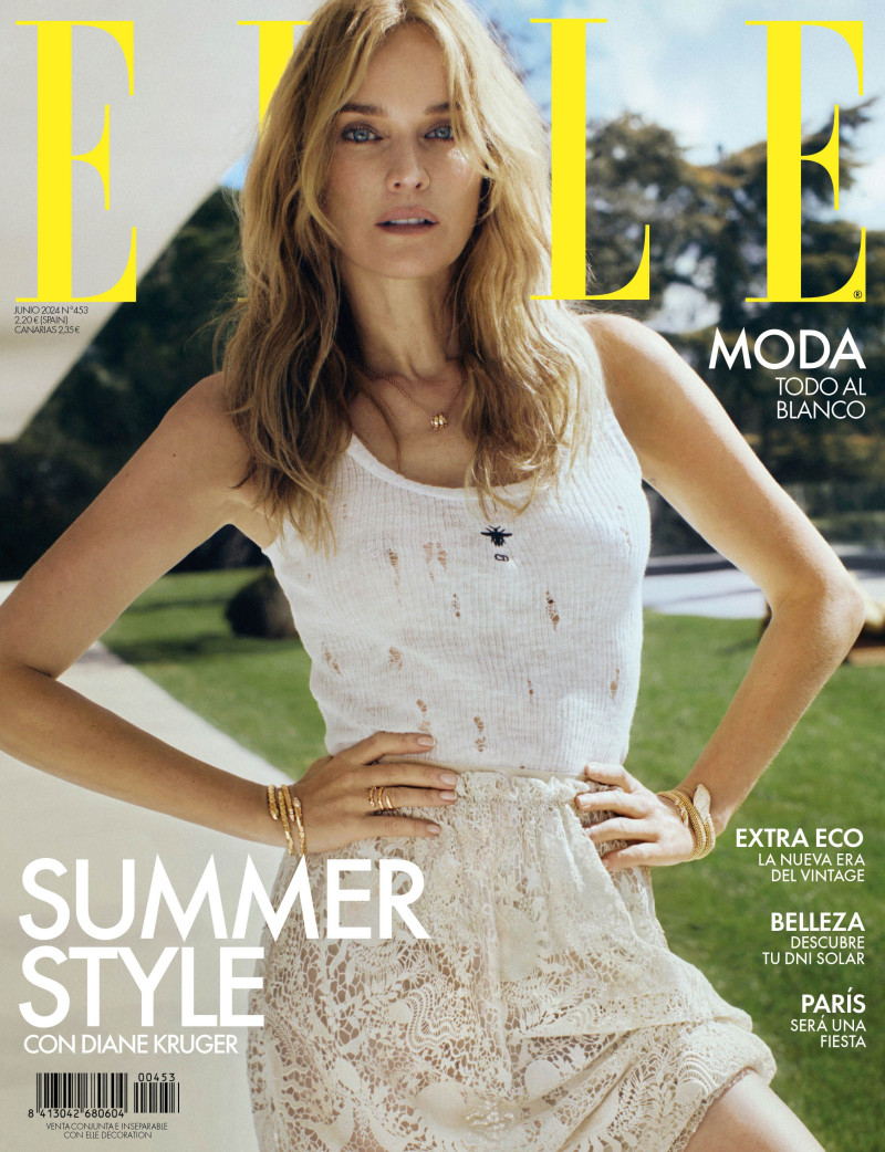 Diane Heidkruger featured on the Elle Spain cover from June 2024
