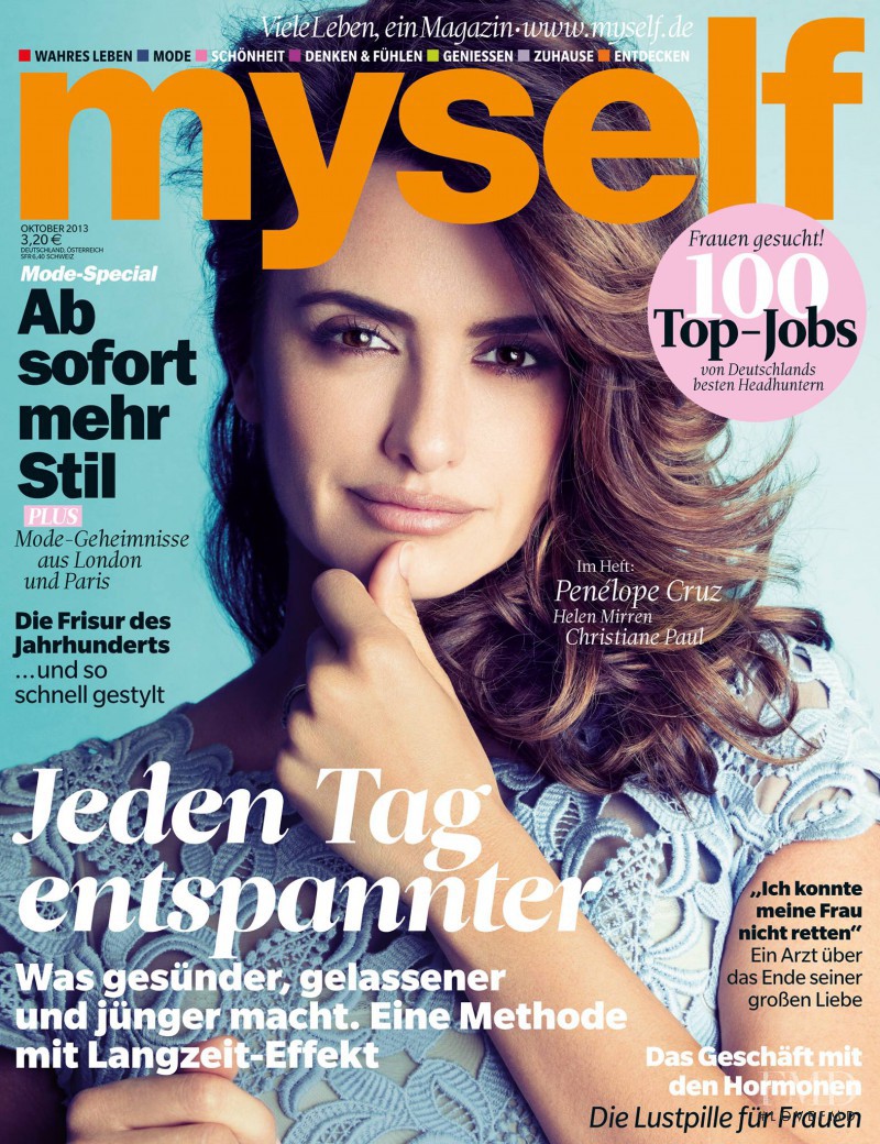 Penélope Cruz featured on the Myself Germany cover from October 2013