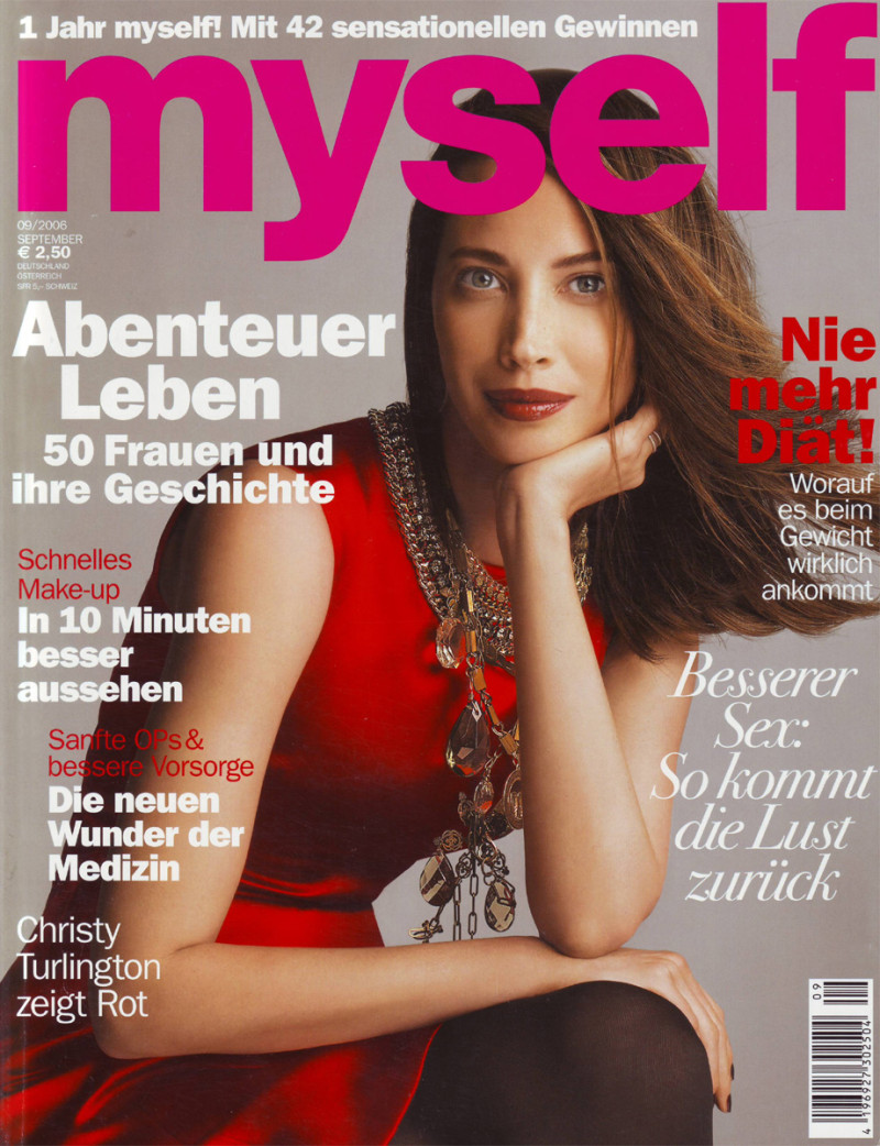 Christy Turlington featured on the Myself Germany cover from September 2006