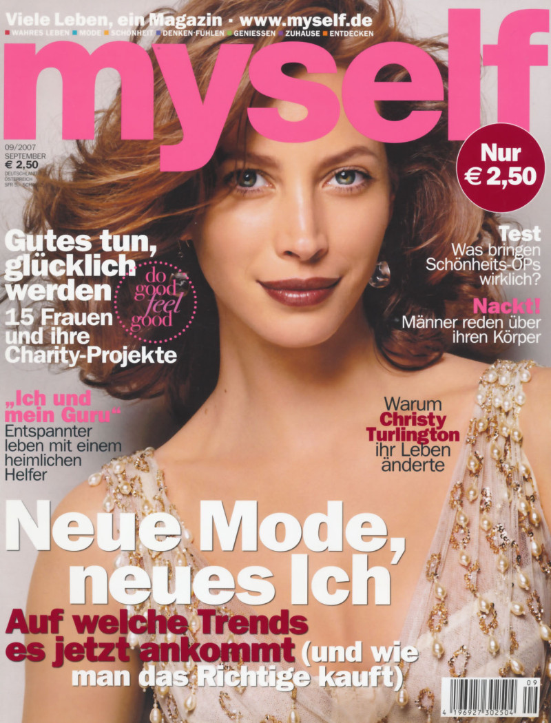 Christy Turlington featured on the Myself Germany cover from September 2007