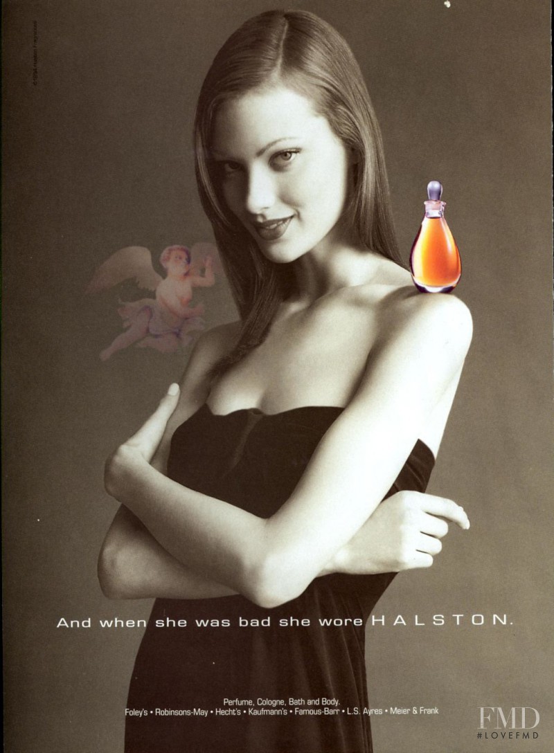Shalom Harlow featured in  the Halston advertisement for Spring/Summer 1994