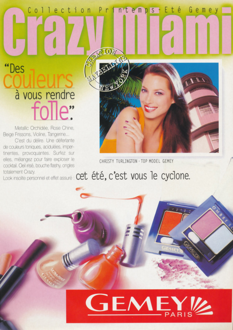 Christy Turlington featured in  the Maybelline advertisement for Spring/Summer 1994