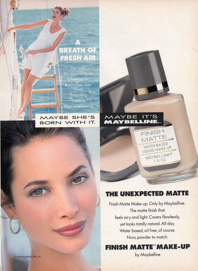 Christy Turlington featured in  the Maybelline advertisement for Spring/Summer 1994