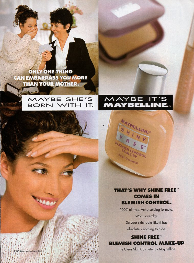 Christy Turlington featured in  the Maybelline advertisement for Spring/Summer 1994