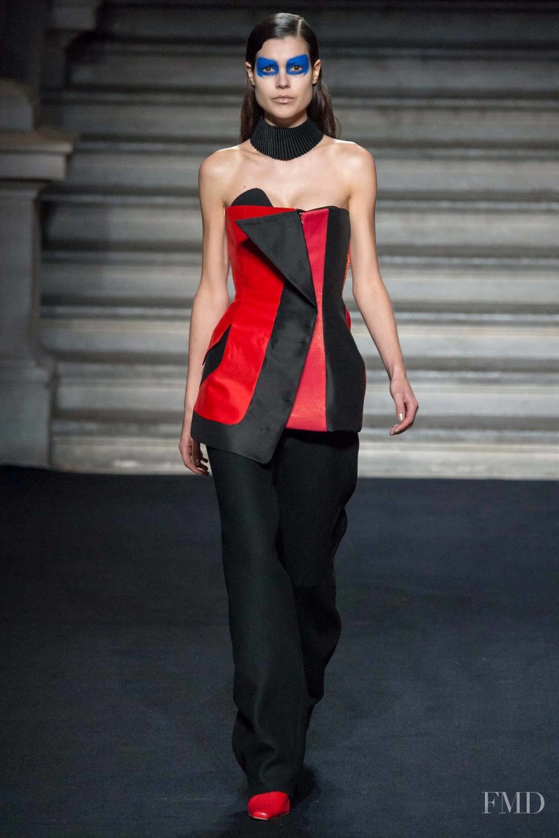 Sarah Ann Macklin featured in  the Thomas Tait fashion show for Autumn/Winter 2014