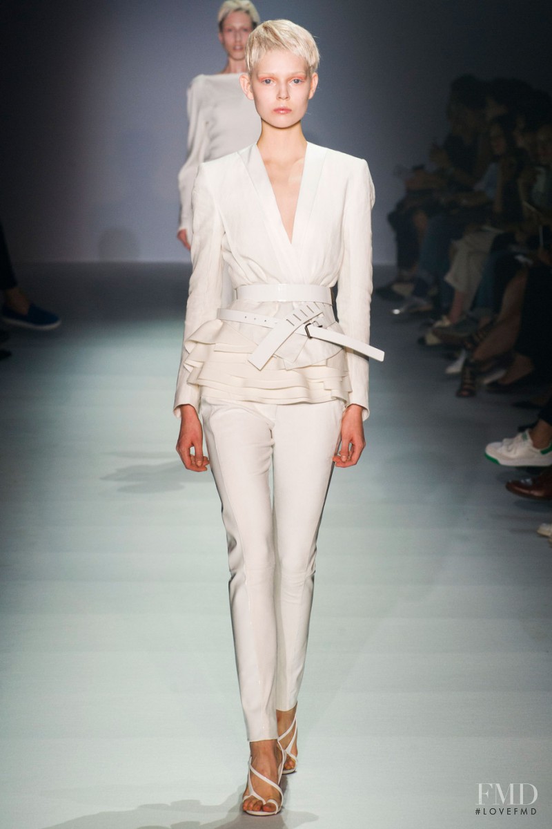 Ola Rudnicka featured in  the Haider Ackermann fashion show for Spring/Summer 2015