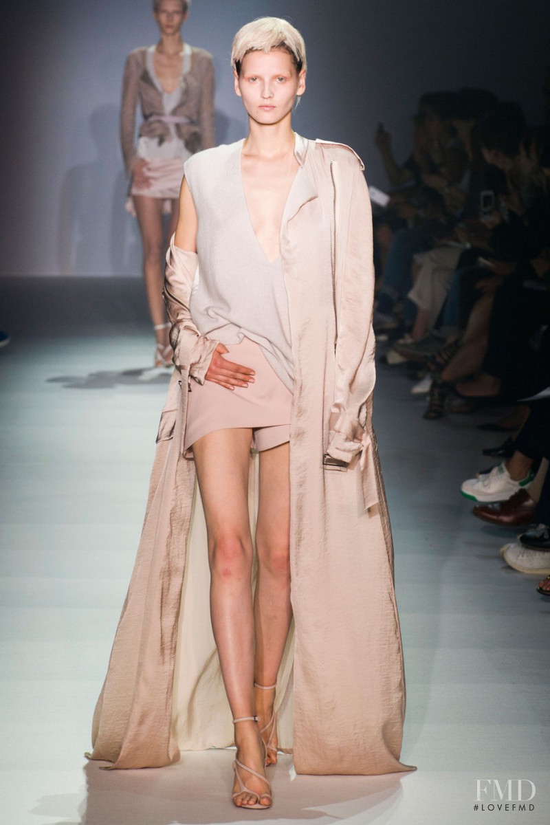 Katlin Aas featured in  the Haider Ackermann fashion show for Spring/Summer 2015