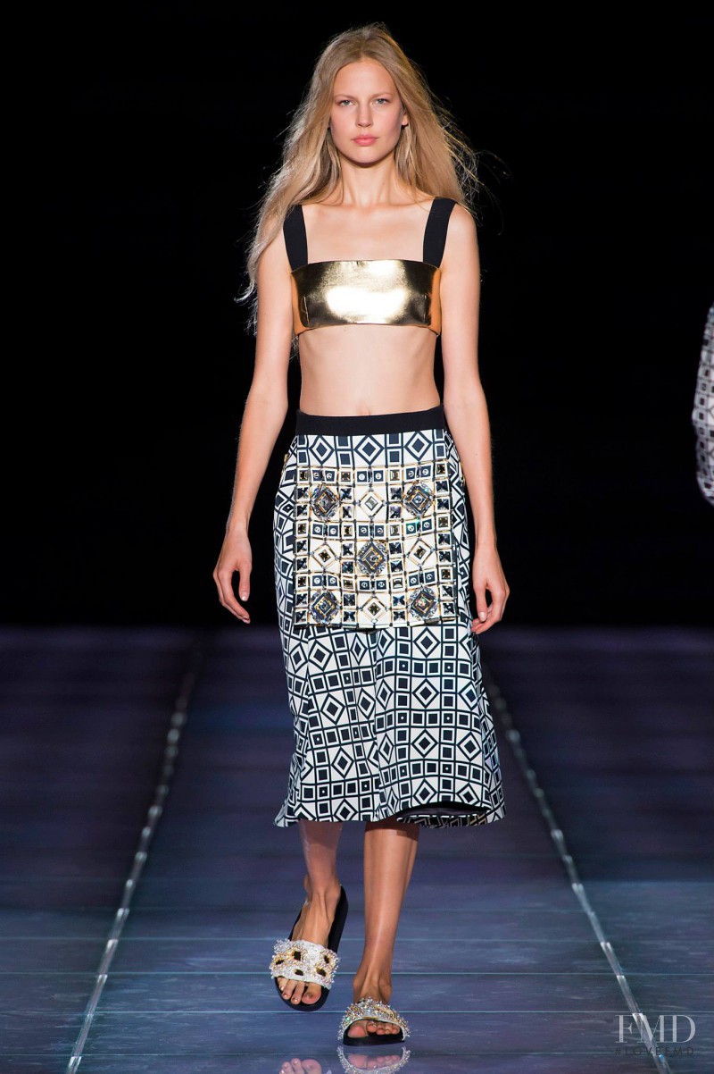 Elisabeth Erm featured in  the Fausto Puglisi fashion show for Spring/Summer 2015