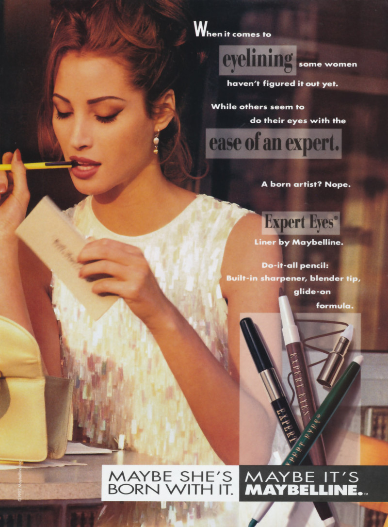 Christy Turlington featured in  the Maybelline advertisement for Spring/Summer 1992