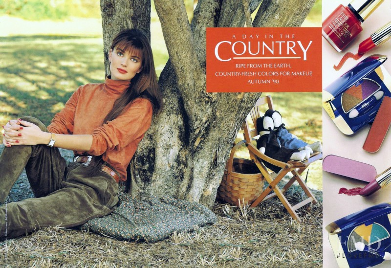 Paulina Porizkova featured in  the Estée Lauder advertisement for Fall 1990