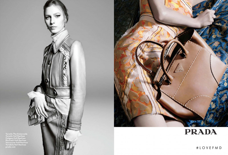 Julia Nobis featured in  the Prada advertisement for Spring/Summer 2015