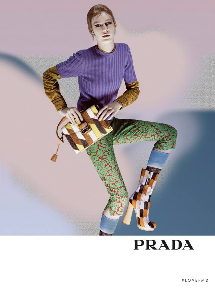 Julia Nobis featured in  the Prada advertisement for Spring/Summer 2015
