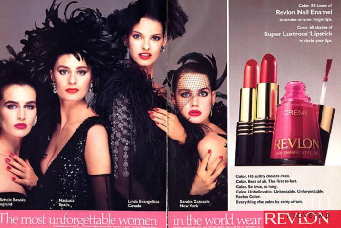 Linda Evangelista featured in  the Revlon advertisement for Spring/Summer 1987