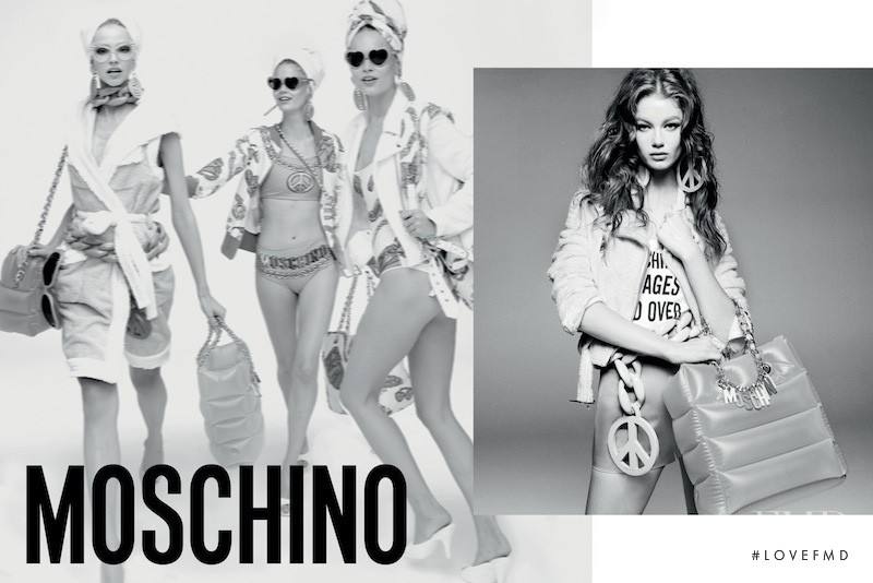 Hollie May Saker featured in  the Moschino advertisement for Spring/Summer 2015