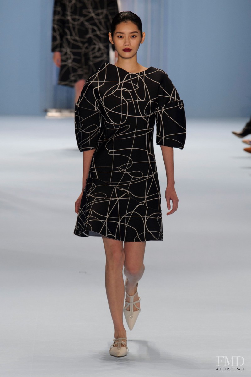 Ming Xi featured in  the Carolina Herrera fashion show for Autumn/Winter 2015