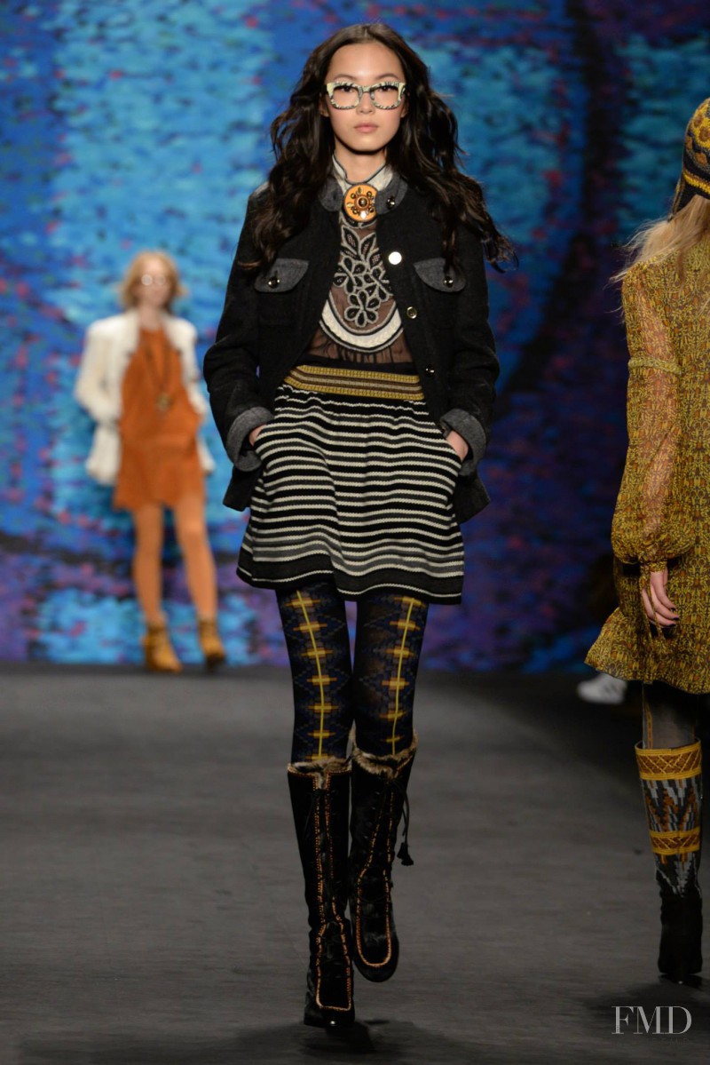 Xiao Wen Ju featured in  the Anna Sui fashion show for Autumn/Winter 2015