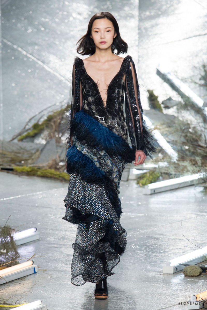 Xiao Wen Ju featured in  the Rodarte fashion show for Autumn/Winter 2015