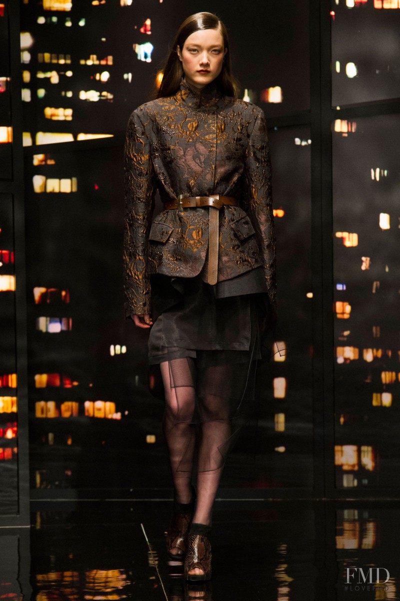 Yumi Lambert featured in  the Donna Karan New York fashion show for Autumn/Winter 2015