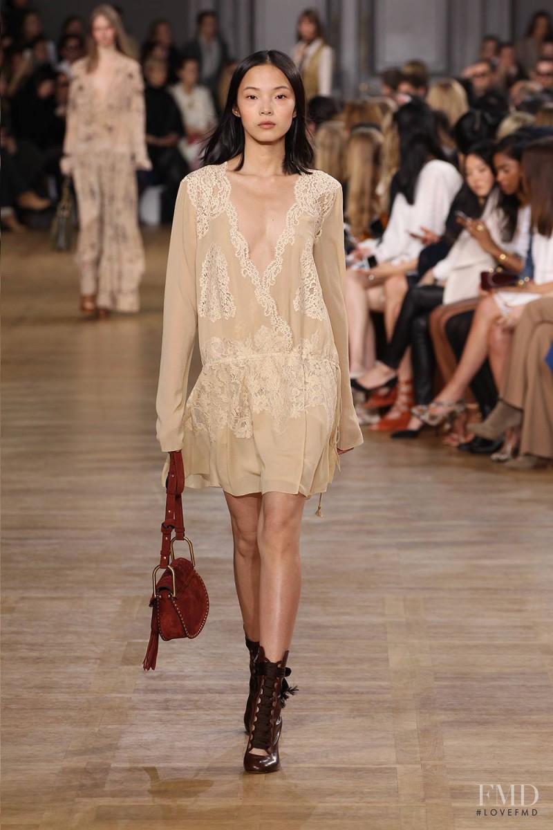 Xiao Wen Ju featured in  the Chloe fashion show for Autumn/Winter 2015
