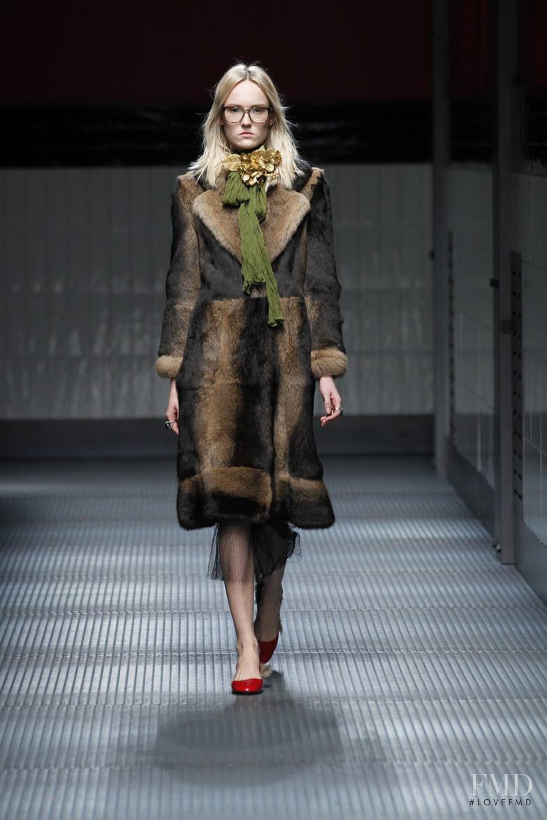 Harleth Kuusik featured in  the Gucci fashion show for Autumn/Winter 2015