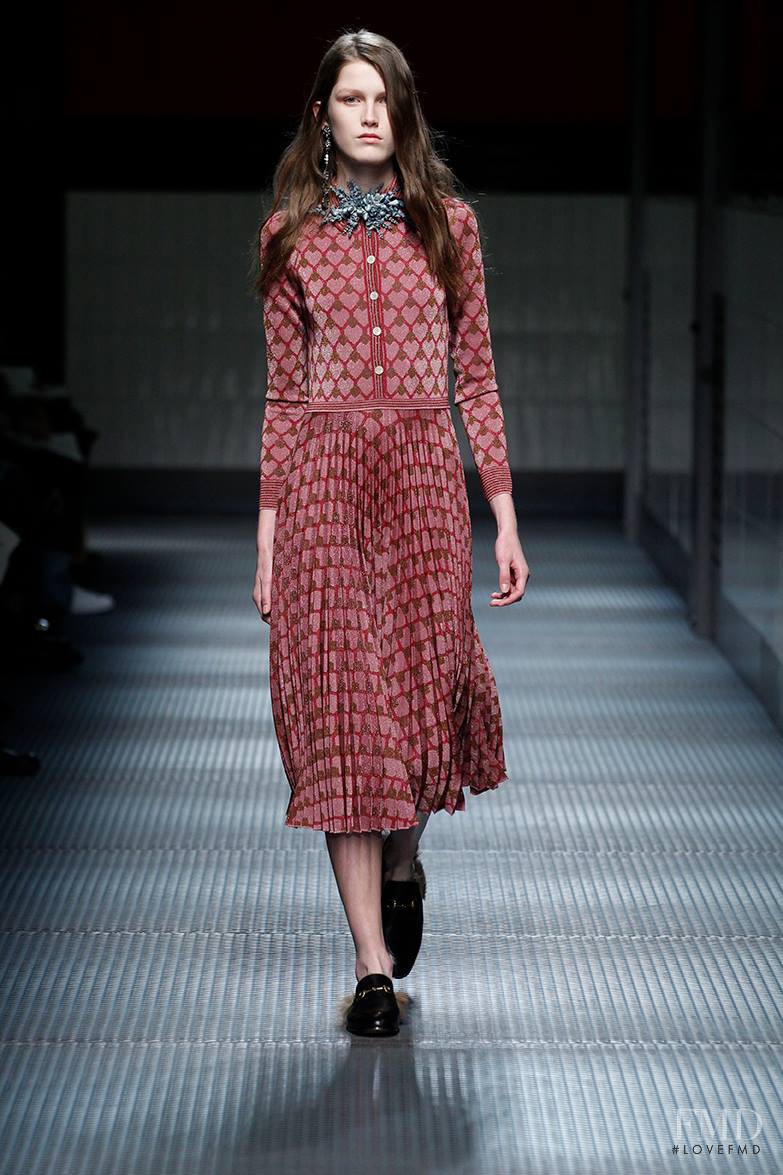 Tessa Bruinsma featured in  the Gucci fashion show for Autumn/Winter 2015