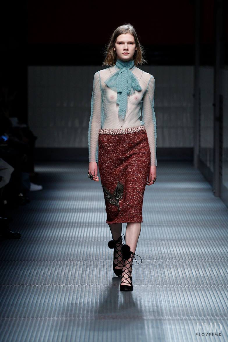 Marland Backus featured in  the Gucci fashion show for Autumn/Winter 2015