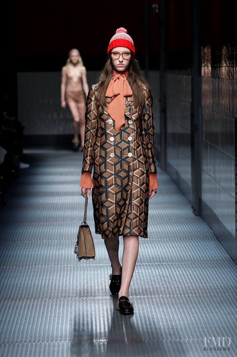 Liza Ostanina featured in  the Gucci fashion show for Autumn/Winter 2015