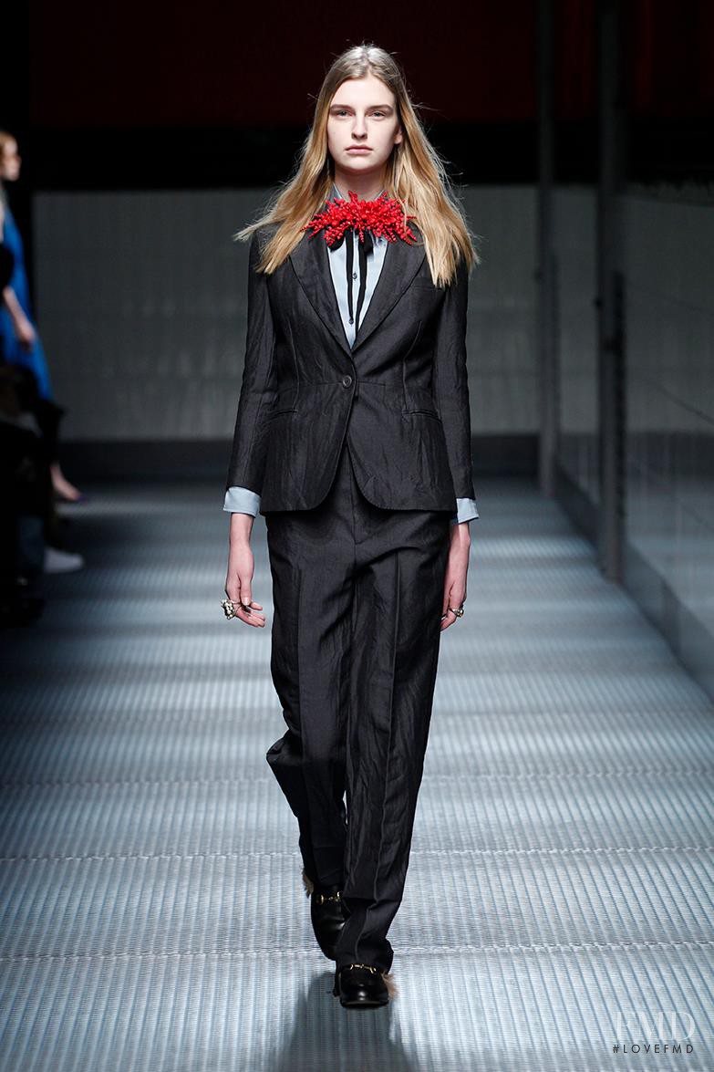 Ieva Palionyte featured in  the Gucci fashion show for Autumn/Winter 2015