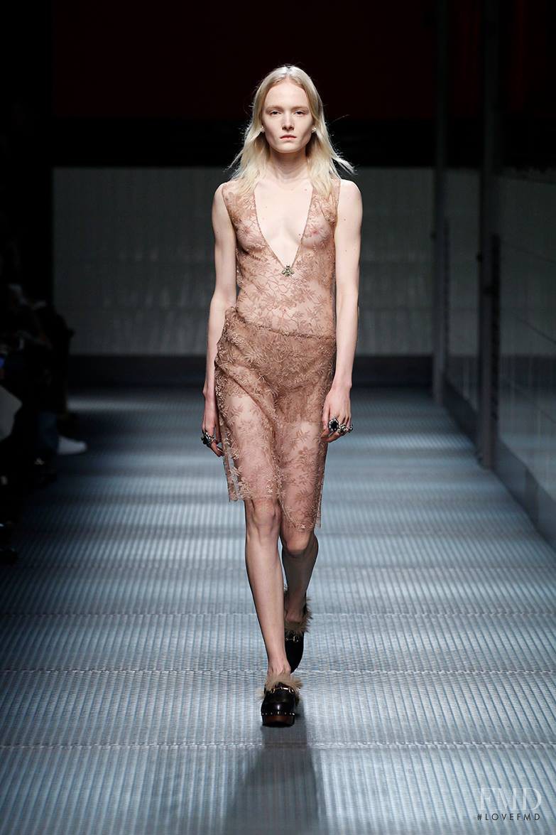 Maja Salamon featured in  the Gucci fashion show for Autumn/Winter 2015