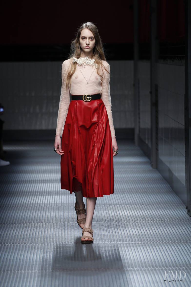 Lia Pavlova featured in  the Gucci fashion show for Autumn/Winter 2015