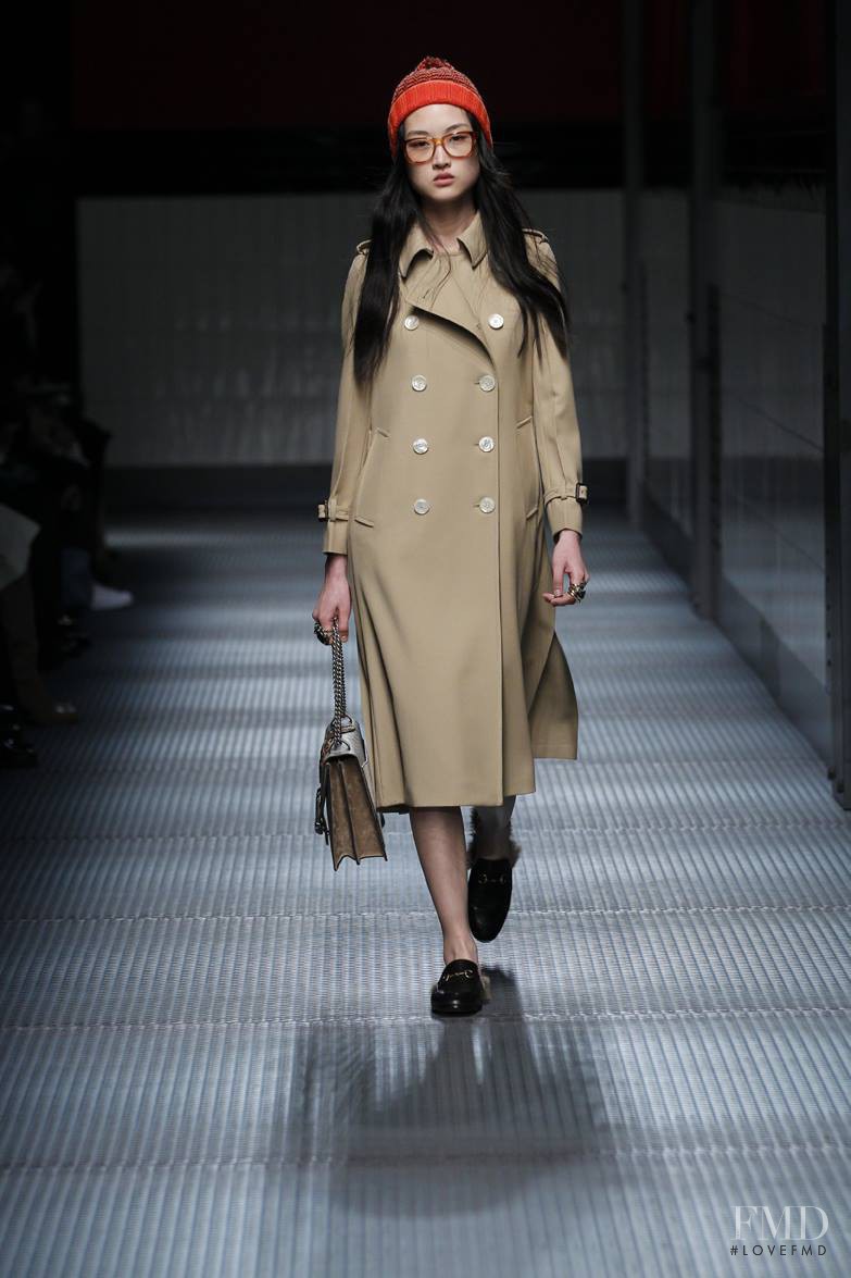 Jing Wen featured in  the Gucci fashion show for Autumn/Winter 2015