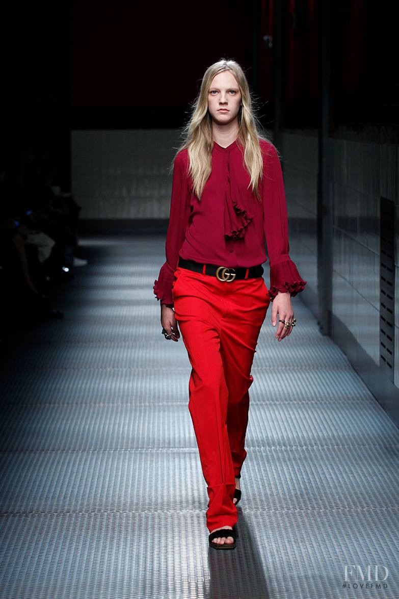 Emilie Evander featured in  the Gucci fashion show for Autumn/Winter 2015