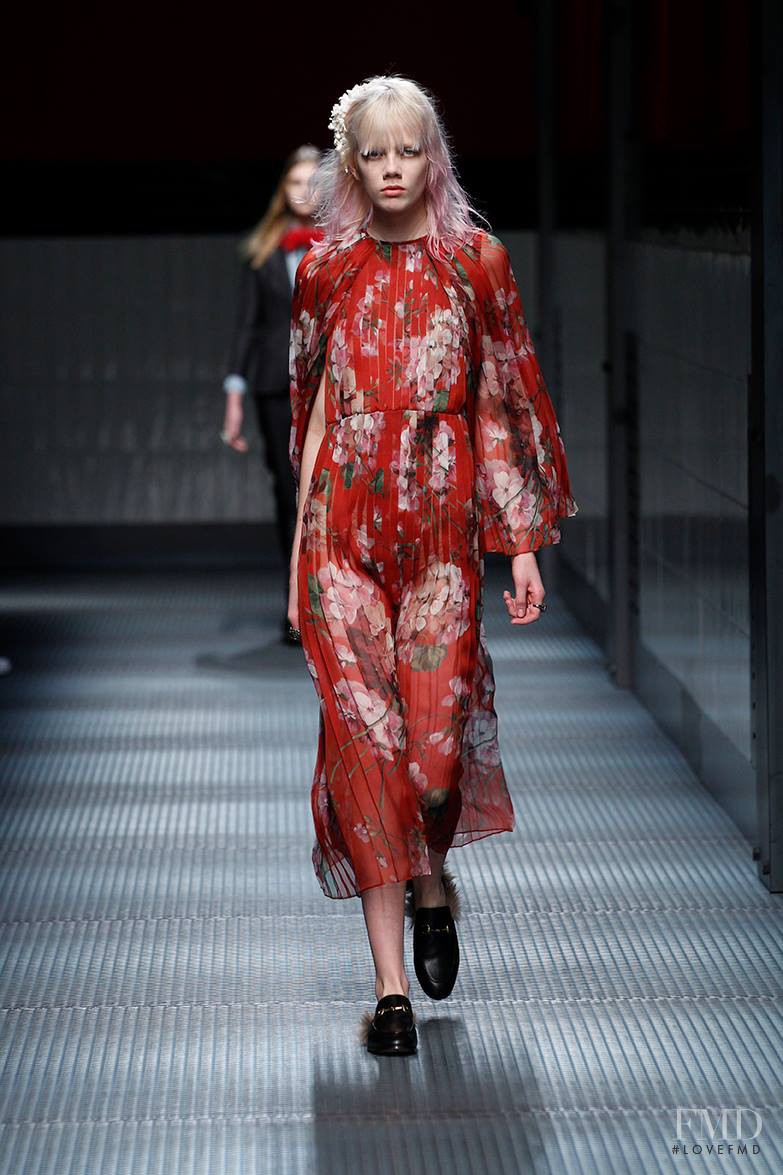 Marjan Jonkman featured in  the Gucci fashion show for Autumn/Winter 2015