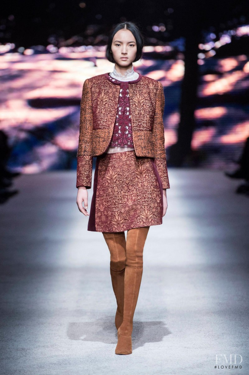 Luping Wang featured in  the Alberta Ferretti fashion show for Autumn/Winter 2015