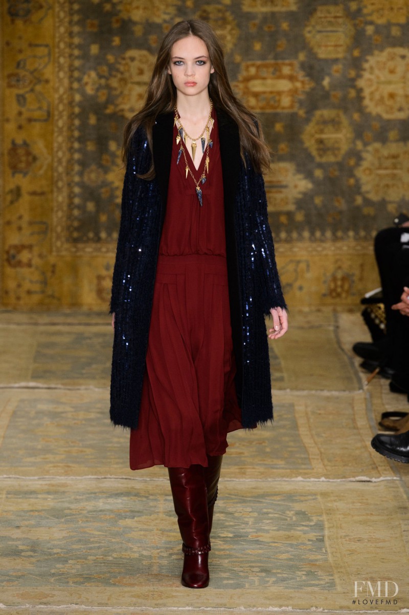 Adrienne Juliger featured in  the Tory Burch fashion show for Autumn/Winter 2015