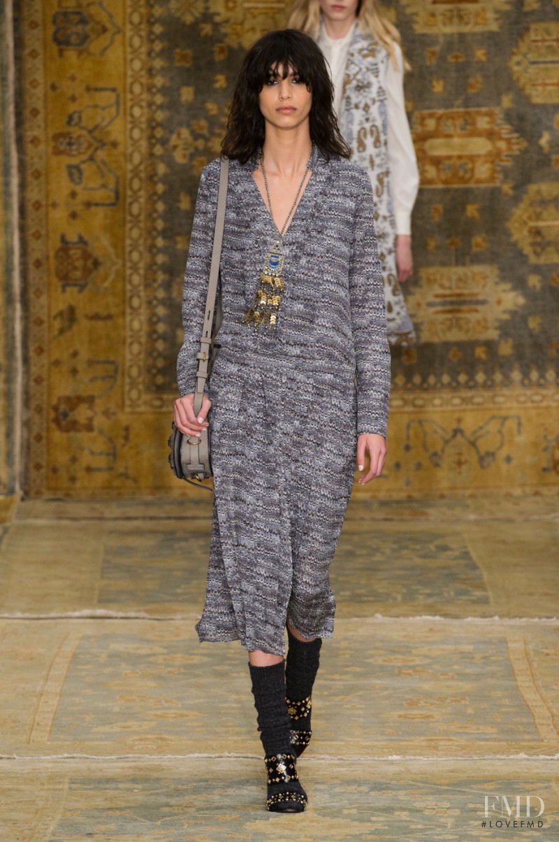 Mica Arganaraz featured in  the Tory Burch fashion show for Autumn/Winter 2015