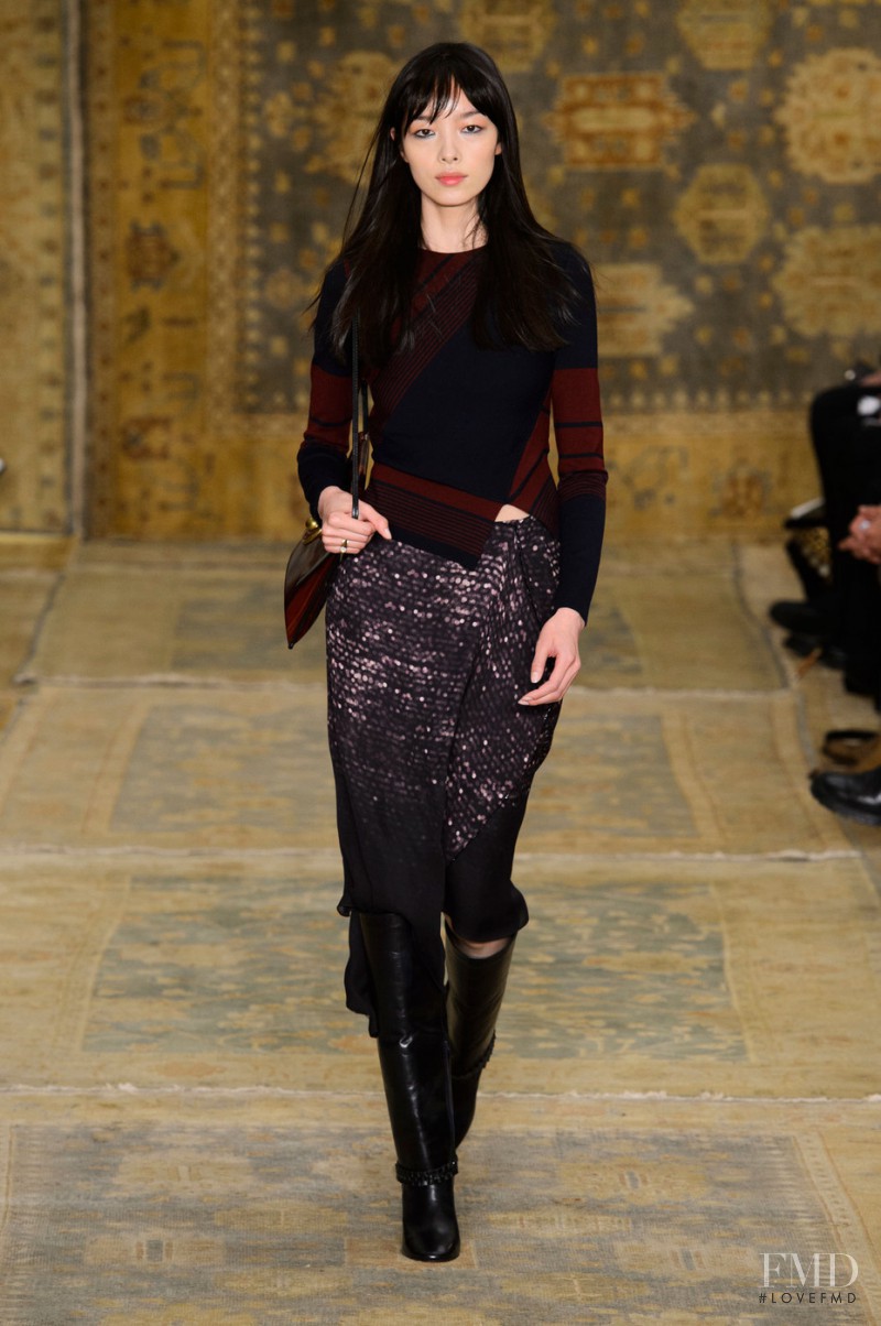 Fei Fei Sun featured in  the Tory Burch fashion show for Autumn/Winter 2015