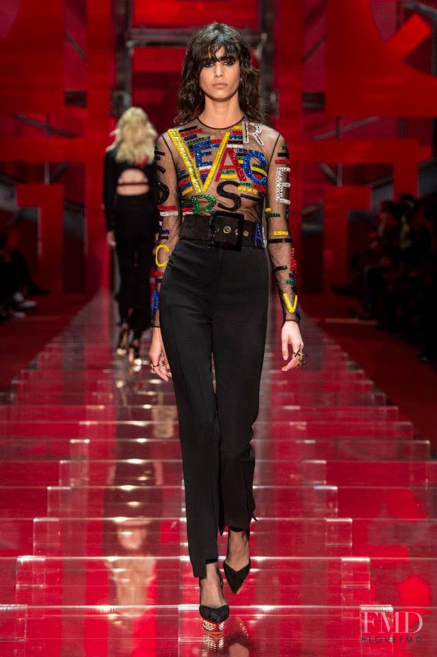 Mica Arganaraz featured in  the Versace fashion show for Autumn/Winter 2015