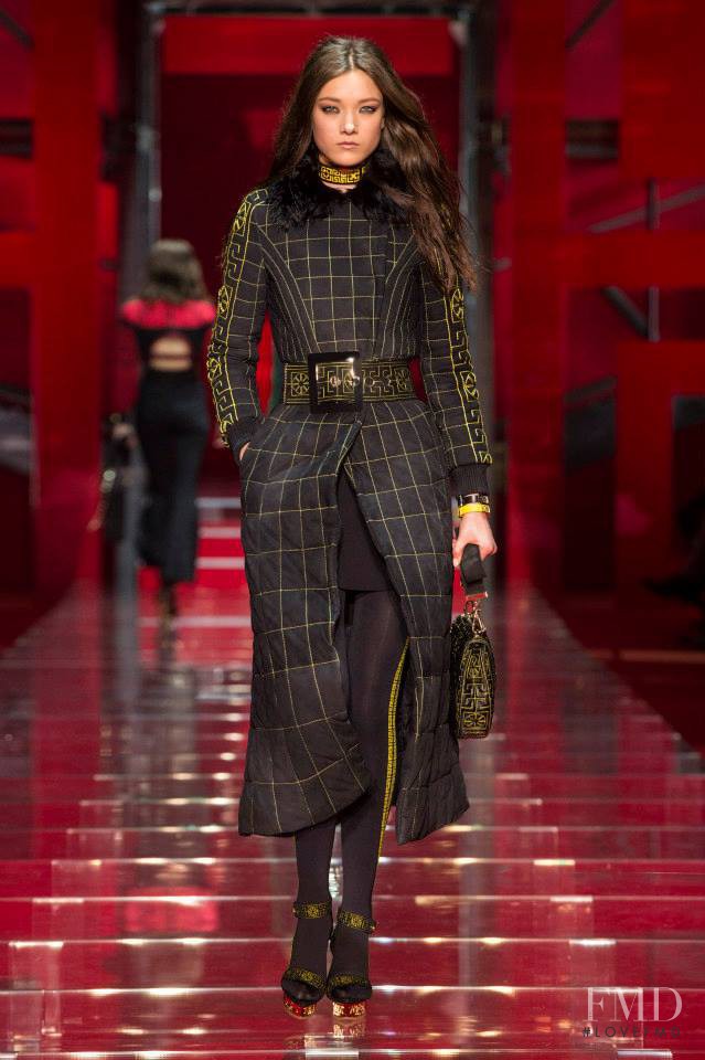 Yumi Lambert featured in  the Versace fashion show for Autumn/Winter 2015