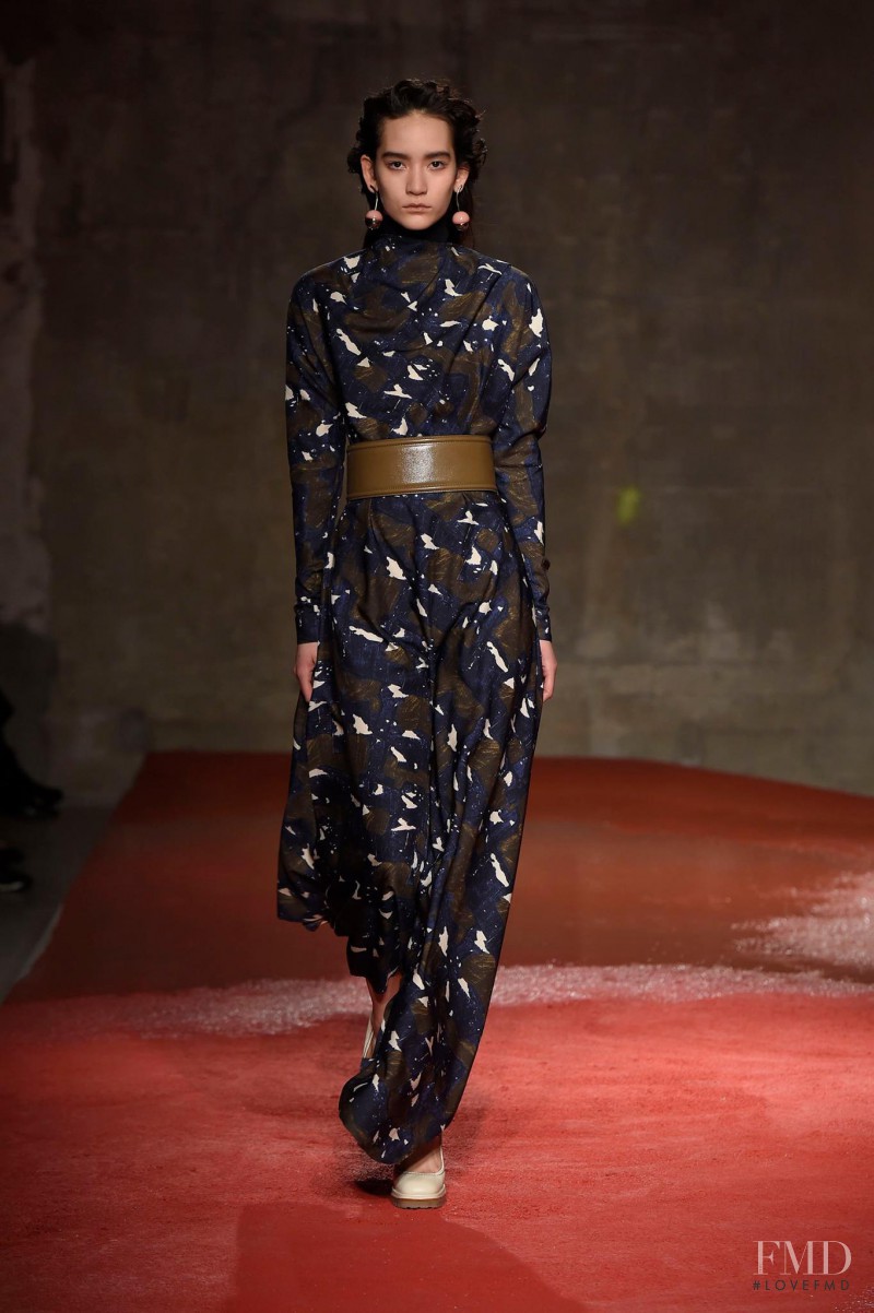 Mona Matsuoka featured in  the Marni fashion show for Autumn/Winter 2015