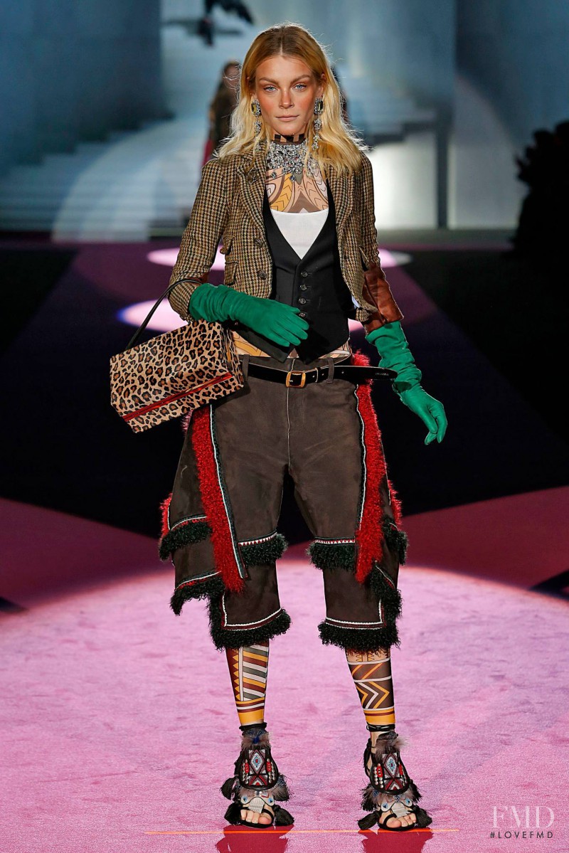 Jessica Stam featured in  the DSquared2 fashion show for Autumn/Winter 2015