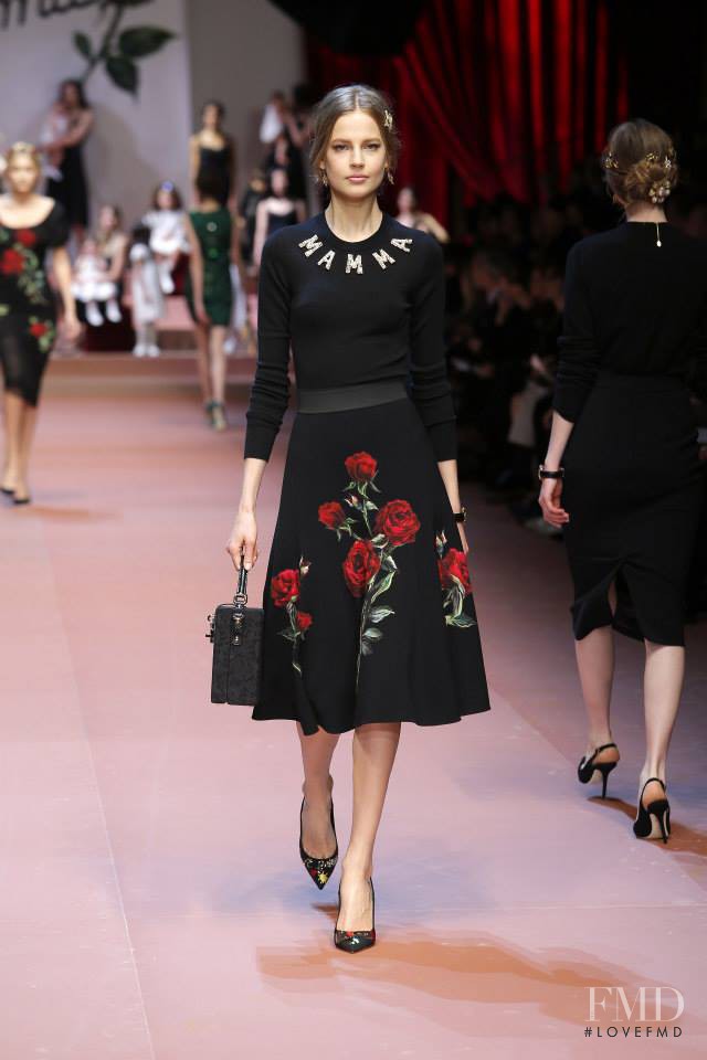 Elisabeth Erm featured in  the Dolce & Gabbana fashion show for Autumn/Winter 2015