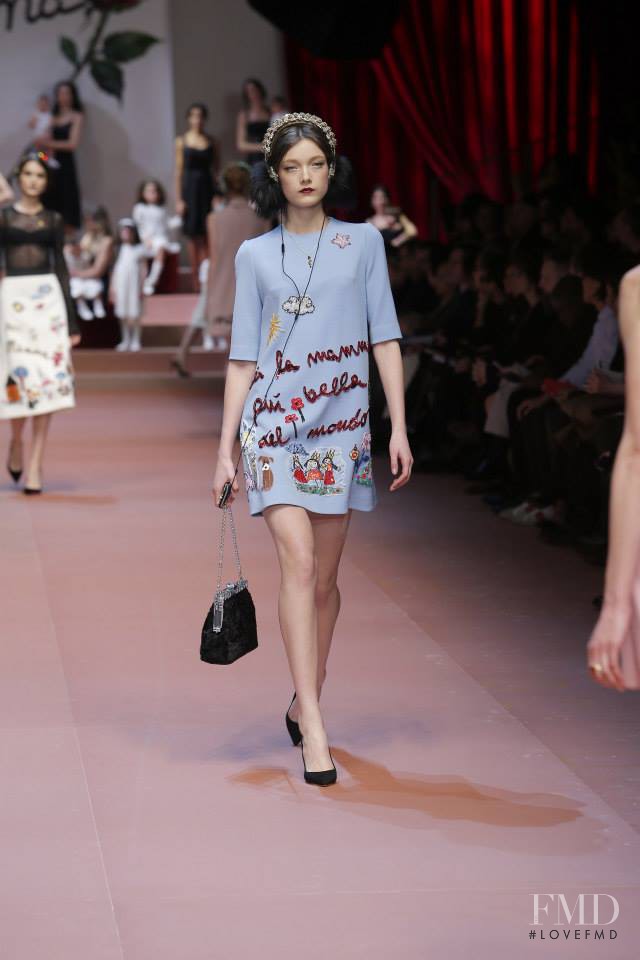 Yumi Lambert featured in  the Dolce & Gabbana fashion show for Autumn/Winter 2015