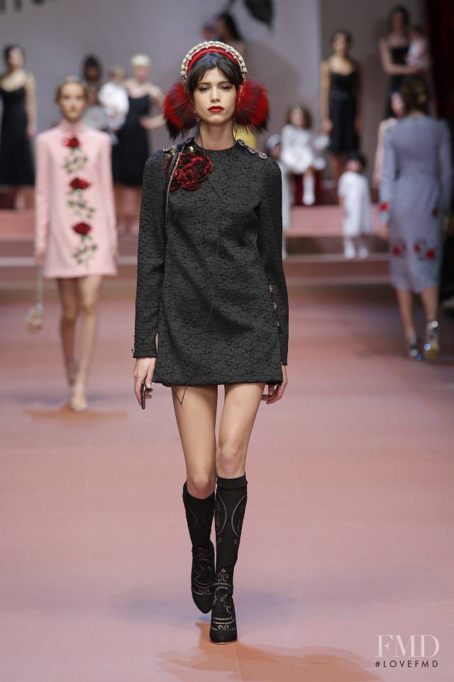 Mica Arganaraz featured in  the Dolce & Gabbana fashion show for Autumn/Winter 2015