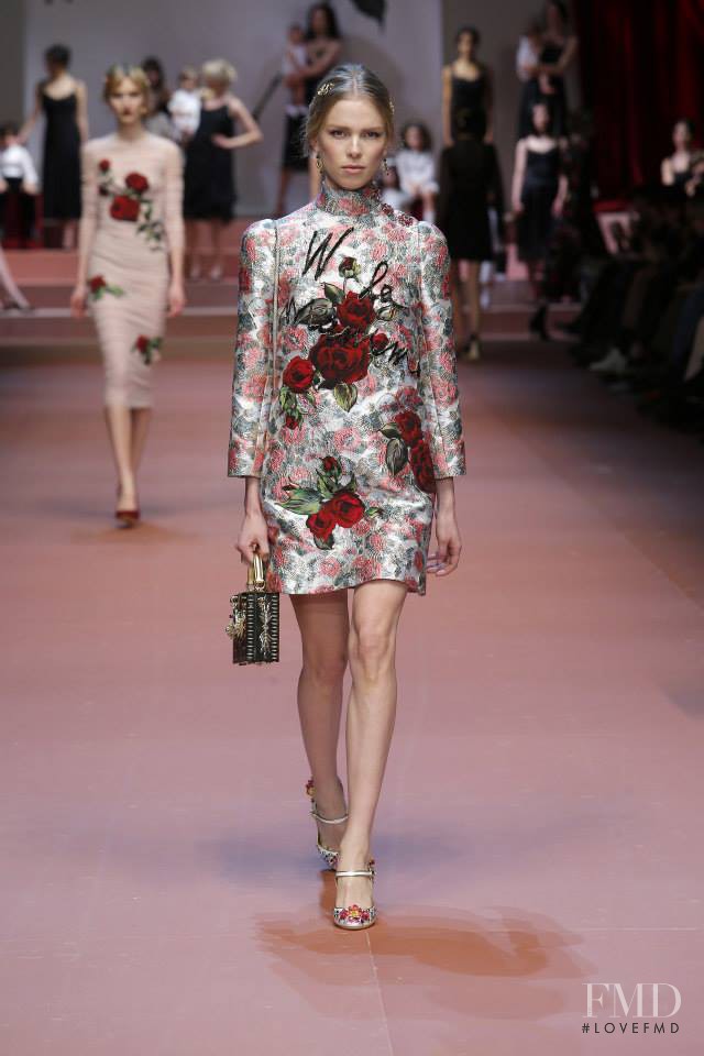 Lina Berg featured in  the Dolce & Gabbana fashion show for Autumn/Winter 2015