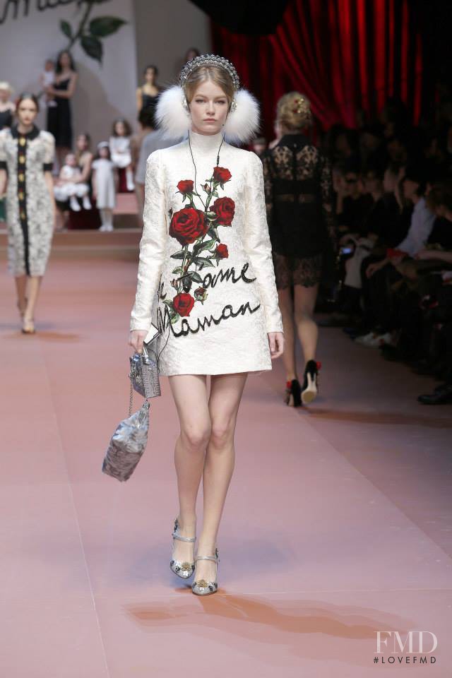 Hollie May Saker featured in  the Dolce & Gabbana fashion show for Autumn/Winter 2015