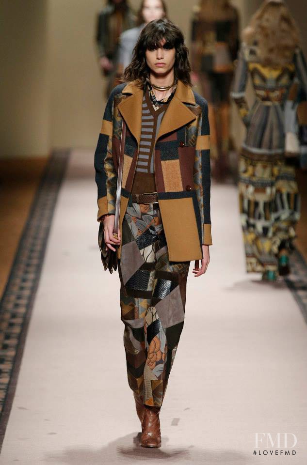 Mica Arganaraz featured in  the Etro fashion show for Autumn/Winter 2015