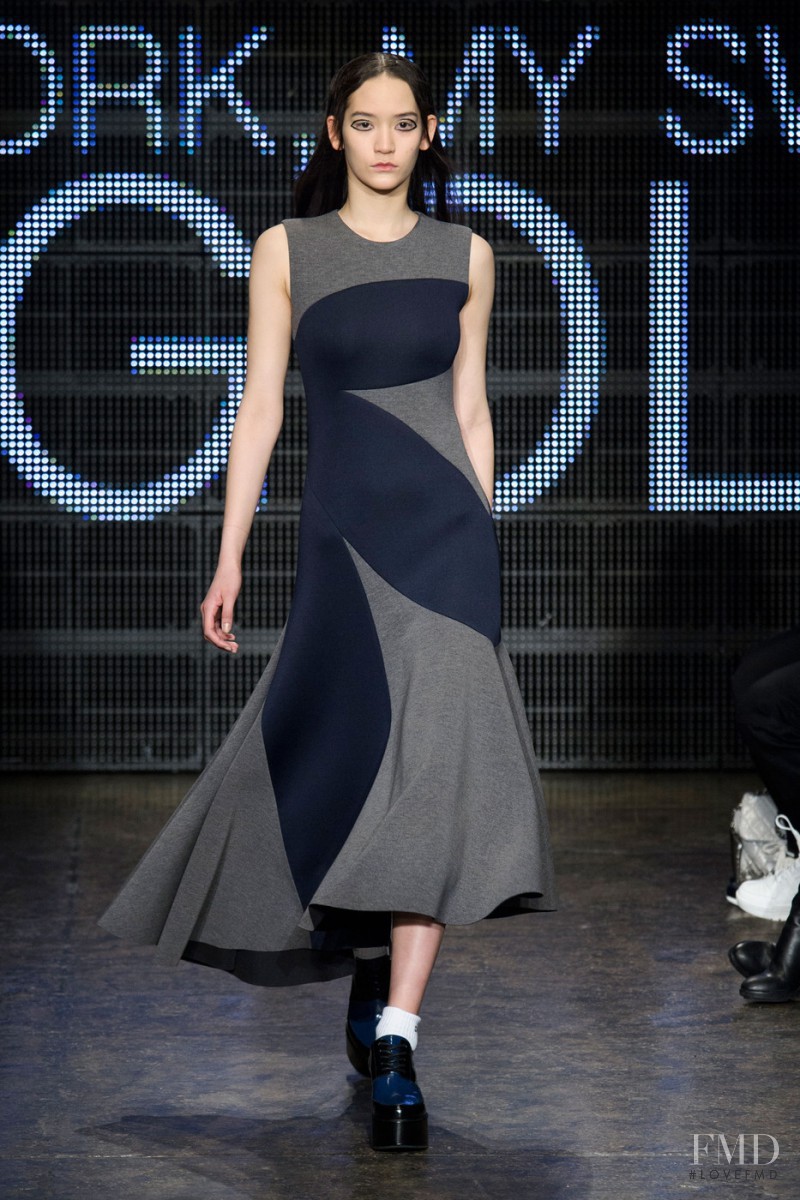 Mona Matsuoka featured in  the DKNY fashion show for Autumn/Winter 2015