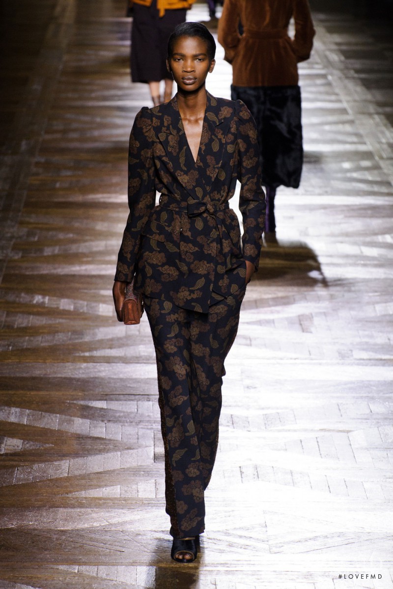 Aamito Stacie Lagum featured in  the Dries van Noten fashion show for Autumn/Winter 2015